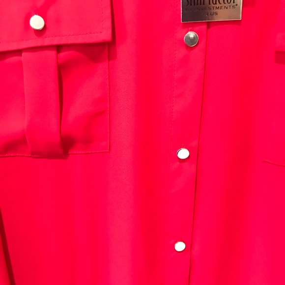 slim factor by investment women plus High Low-top/blouse/button down shirt/3X/ - Picture 3 of 9